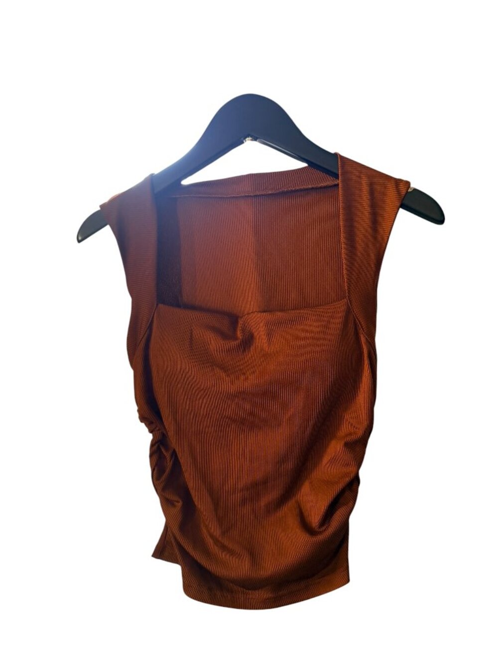 Padded square neck tank top - choco brown (M)